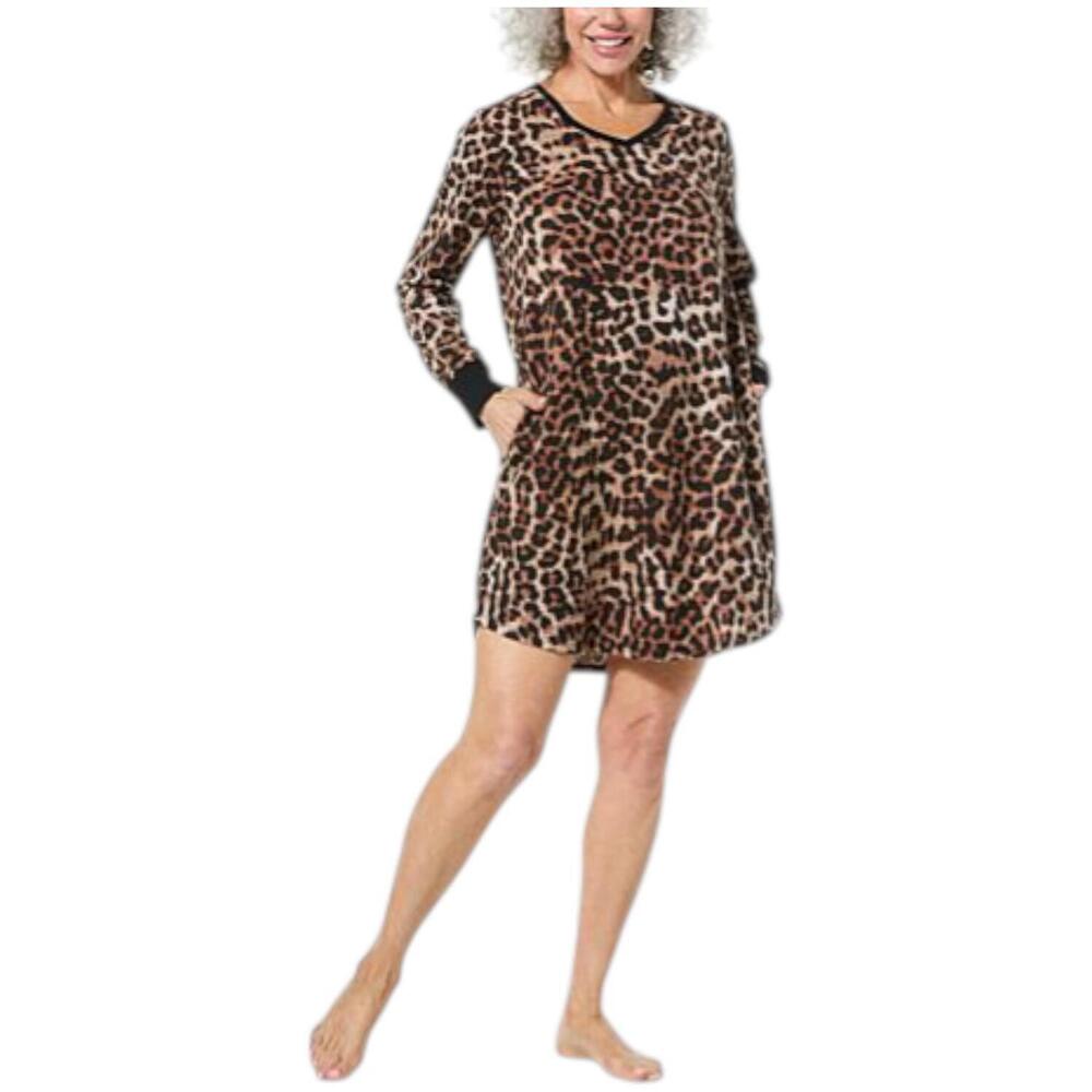 Comfort Code Women's Ribbed Knit Sleepshirt Leopard - Regular